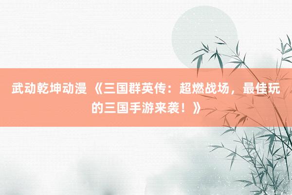武动乾坤动漫 《三国群英传：超燃战场，最佳玩的三国手游来袭！》